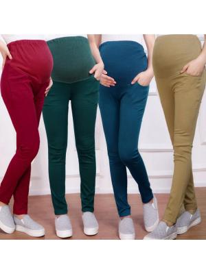 เลกกิ้งผู้หญิงมีครรภ์สีเขียวเข้มสามารถปรับขนาดกางเกงเกาหลีเก้าจุดดูแลหน้าท้องกางเกงดินสอเท้าทั้งหมด Sp