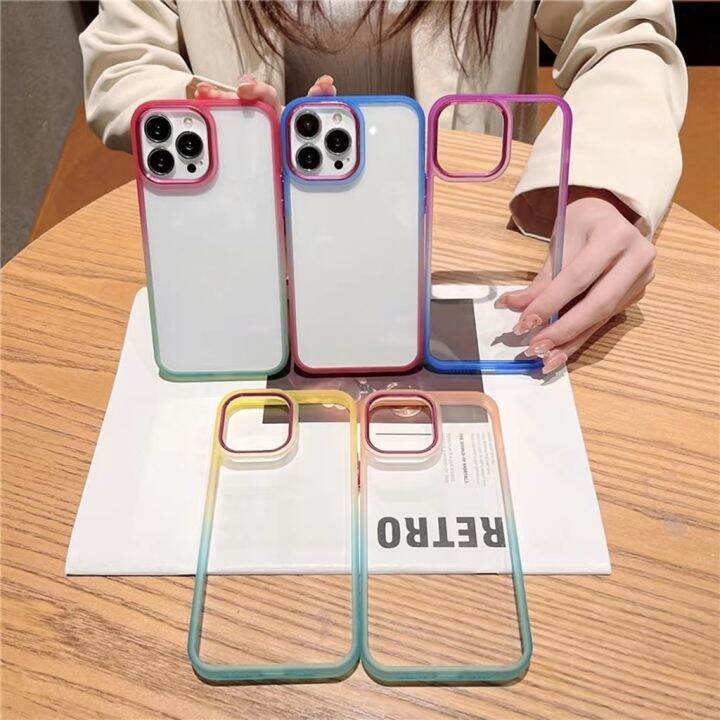 เคสหลังใสขอบสีทูโทน-สำหรับiphone-14-pro-max-13-pro-max-12-12pro-max-11-11promax-7-8-se2-se3-7-8-x-xs-xr-xsmax