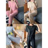 Ice Silk Women Baju Tidur Pyjamas Home Clothes 1 Set (Shirt+Pants)