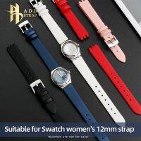 สายหนังผู้หญิงขนาดเล็กเหมาะสำหรับ Swatchˉ Irony Silk ขนาดเล็กขนาด 12 มม.เว้านูน Watchband อุปกรณ์เสริมที่นุ่ม