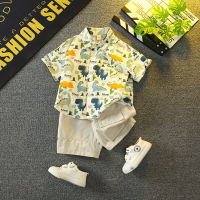 Boys summer suit 2023 new fashion baby Summer shirt short-sleeved clothes childrens cool handsome childrens clothing