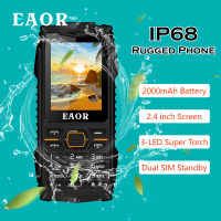 EAOR 2กรัมเดิมทนทานโทรศัพท์มือถือคุณสมบัติกลางแจ้งโทรศัพท์ IP68กันน้ำโทรศัพท์มือถือ2000มิลลิแอมป์ชั่วโมงแบตเตอรี่ขนาดใหญ่ Dual SIM ปุ่มกดโทรศัพท์โทรศัพท์มือถือที่มีไฟฉายสุด