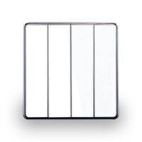 ﹍✆ 4 Gang 1Way/2Way Luxury Glass Mirror Surface Wall Light Switch Home Hotel White Color 86mm Panel Square Wall Switch