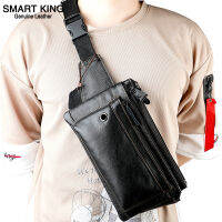 Smart King ใหม่เอวกระเป๋าสำหรับผู้ชายหนังวัวแท้ Casual Multifunction Crossbody กระเป๋าขนาดใหญ่ความจุกระเป๋าโทรศัพท์ Bag