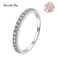 Serenity วัน S925แผ่นเงินทองคำขาวเครื่องประดับ Fine จริง D สี1.5มิลลิเมตร * 15ชิ้นเต็ม Moissanite แถวแหวนสำหรับผู้หญิงคู่