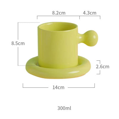 Creative Round Ball Handle Mug With Plate Personalized Ceramic Coffee Tea Cup Saucer Kitchen Office Home Decor Cute Wedding Gift
