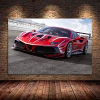 Supercar Ferraris 488 Challenge Evo Red Car Wall Art Posters And Prints Canvas Painting Living Room Home Decorations