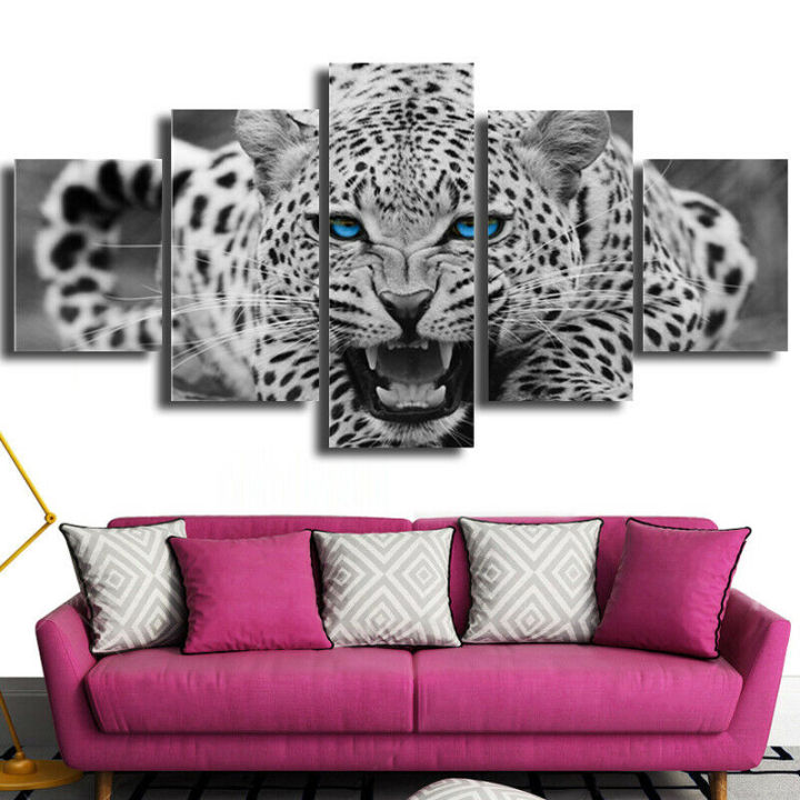 leopard-canvas-wall-art-ชุดโปสเตอร์และพิมพ์5แผงสำหรับห้องนั่งเล่น-พิมพ์-hd-ไม่ต้องใช้กรอบ-ภาพตกแต่งบ้านที่สมบูรณ์แบบ
