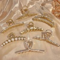 【YF】□✥✔  Metal Gold Hair Rhinestones Claw Hollow Hairpins Barrette Accessories