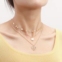 [COD] European and cross-border fashion multi-layer LOVE heart necklace female summer ins handmade chain wholesale accessories