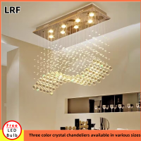 Lampu Gantung Kristal สามสี,โคมระย้าที่ทันสมัยเรียบง่าย,ไฟคริสตัล,ไฟติดเพดานทองไทเทเนียม,สแตนเลสไฟสแตนเลสสตีล,ห้องรับประทานอาหาร,ห้องนอน,ห้องนั่งเล่น,ไฟคลื่น