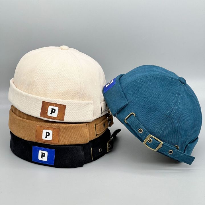 berets-สำหรับชาย-r-docker-หมวก-brimless-boina-รอบหมวกฤดูใบไม้ร่วงหมวก-beanie-letter-p-landlord-sailor-ชาย-hip-hop-melon-หมวก