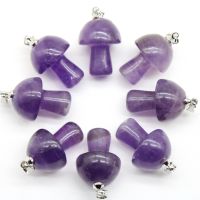 Wholesale 15pcs Mix Natural Stone Quartz Crystal Amethyst Agates Aventurine Mushroom Pendant for DIY Jewelry Making Accessories