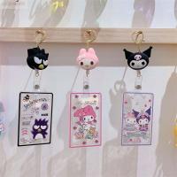 KAKA เคสใส่การ์ดนักเรียนเมโลดี้ LinaBell Kitty บัตรธนบัตรแมวสุนัข Cinnamoroll Kuromi ที่ใส่บัตรการ์ตูน Sampul Kartu บัตรการ์ตูนคลิปติดบัตร