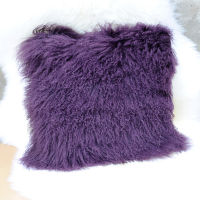 CX-D-04 Super Soft Plush Seat Cushion Cover Real Mongolian Lamb Fur Cute Chair Pillow Cover