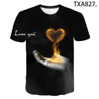 2023 newsummer Love 3D พิมพ์ T เสื้อผู้ชายผู้หญิงเด็กแฟชั่นแขนสั้นเด็กผู้หญิงเด็ก Casual shor แขนเสื้อตลก TEE