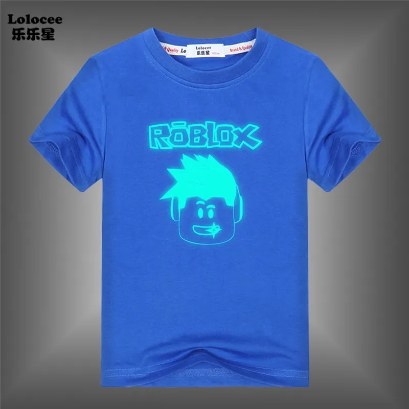 Kids Cartoon Roblox Luminous T-shirt Boy Summer Short Sleeve Glow In Dark  Tops Glowing Cotton Clothes