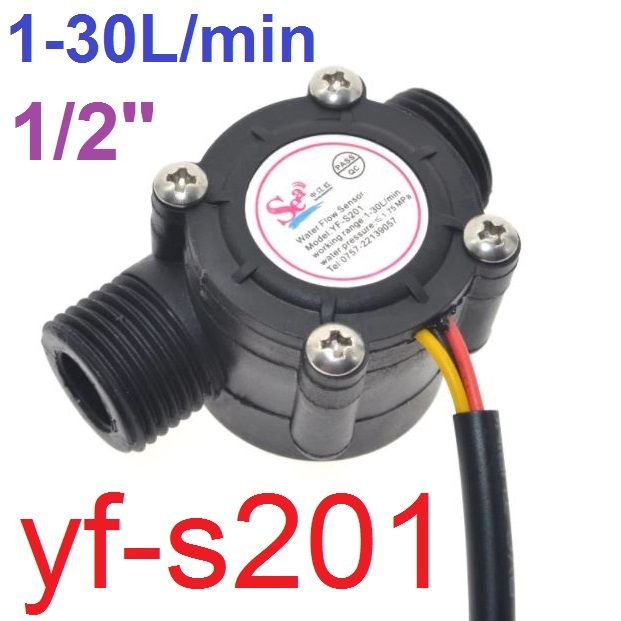 Yf-s201 Water Flow Sensor/4 Points 1/2 Inch 1-30L/MIN Interface Water ...