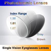 Light-Sensitive Photochromic Single Vision Optical Prescription Lenses Fast and Deep Brown and Gray Color Changing Effect