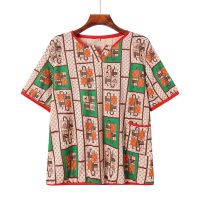 【มีไซส์ใหญ่】Plus Size 3XL-8XL Womens Short Sleeve Cute Printed Summer Shirts Oversized Vintage Female Tops