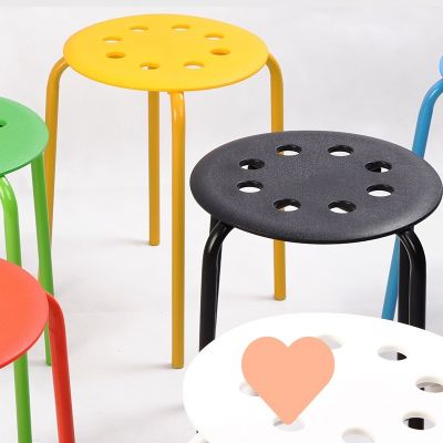 [COD] piece delivery plastic thickened stool adult dining fashion creative high eight-hole round
