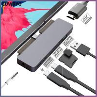 CUWRYG ความเร็วสูง7-In-1 3.5มม. AUX เครื่องอ่านการ์ด Type-C ถึง4K HDMI USB 3.0 USB C ฮับ PD