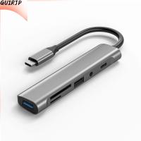 GUIRJP เครื่องอ่านการ์ดความจำตัวขยาย USB แล็ปท็อปตัวอ่าน PD USB C HUB Type-C แท่นวางมือถือ4K HDMI