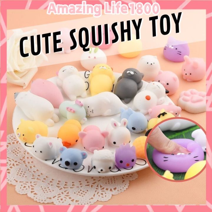 Mini soft squishy Anti-stress Toys Silicone Hand Squeeze Animals Cat Kawaii  Rubber Squishes Antistress Toy