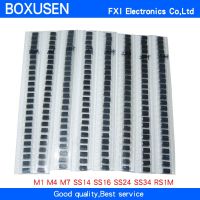 200PCS 8values M1 M4 M7 SS14 SS16 SS24 SS34 RS1M electronic components assorted diode set package 1N4001 1N4007 1N5819 DO-214AC WATTY Electronics