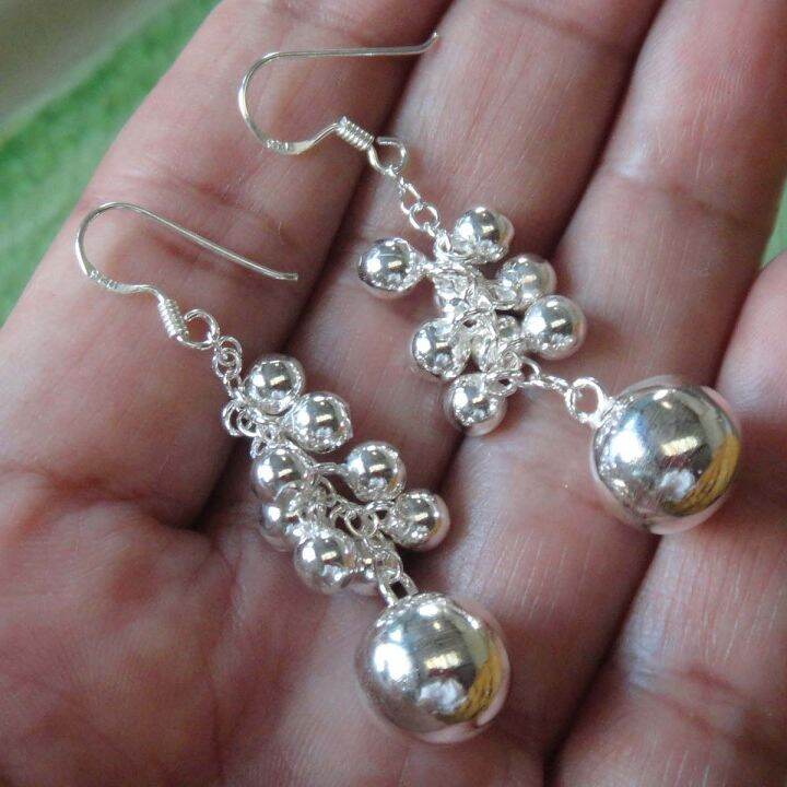 earrings-beautiful-thai-dangle-ball-sterling-silver-วงกลมห้อยสวยงาม-ห้อยตำหูเงินขาวสเตอรลิงซิลเวอรใช้สวยของฝากที่มีคุณค่า-ฺชาวต่างชาติชอบมาก