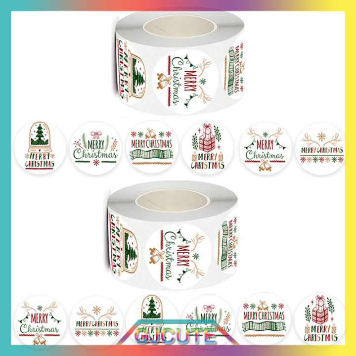 gjcute-500pcs-merry-christmas-stickers-สติกเกอร์ติดวันหยุดด้วยตนเองสำหรับตกแต่งงานปาร์ตี้