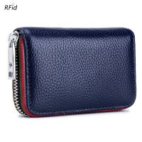 2022 New Fashion Womens Card Bag Genuine Leather Men Credit Card Holder Rfid Wallet Female Change Organizer Small Purse Zipper