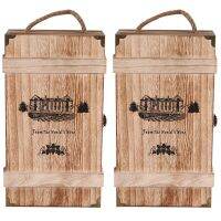 2X Vintage Wood 2 Red Wine Bottle Box Carrier Crate Case Storage Carrying Display Holder Birthday Party Christmas Gift