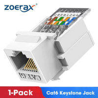 ZoeRax Cat6 RJ45โมดูลอีเธอร์เน็ตที่ไม่ต้องใช้เครื่องมือแจ็คตัวเมียตัวเชื่อมต่อหมัดเครือข่ายลงอะแดปเตอร์ติดผนังตัวต่อสีขาว1ชิ้น