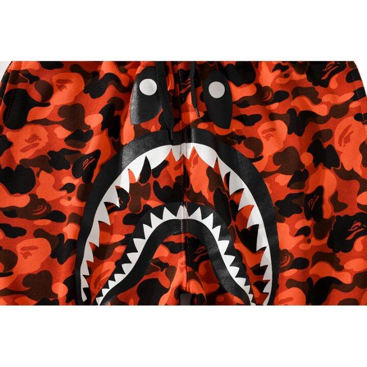 bape-กางเกงขาสั้นผ้าฝ้ายพิมพ์ลายแฟชั่นผู้ชาย