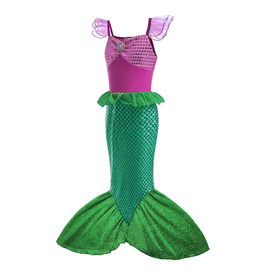 Little Mermaid Costume Girls Princess Party Dress Toddler Pageant Cosplay  Children Dress Vestidos 