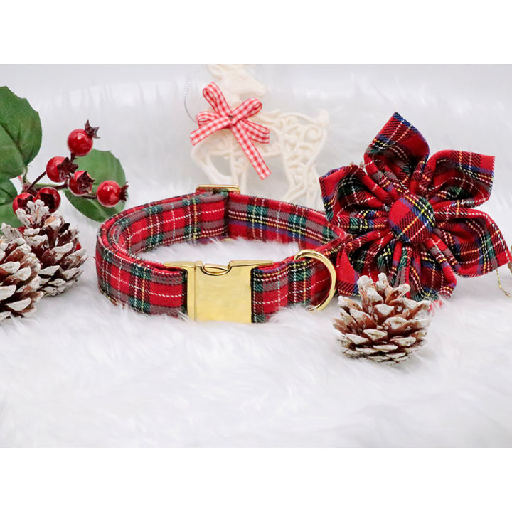 unique-style-paws-christmas-dog-collar-and-leash-set-bow-tie-flower-cotton-pet-collar-for-large-medium-small-dogs-cats