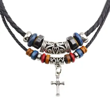 Mens Pewter Nail Cross Leather Cord Necklace – Sol Creations