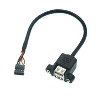 Motherboard Internal 9Pin 9P to double 2 Port USB 2.0 A Female Panel Mount DATA Cable 0.3M 0.5M