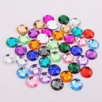 hotx【DT】 8mm/10mm/12mm/15mm Round Flat Back Rhinestone 2 Holes sewing Beads Crafts colors choose