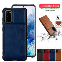 Case สำหรับ Samsung Galaxy S9/S9 +/S10/S10 +/S10E/หมายเหตุ 9/หมายเหตุ 10/หมายเหตุ 10 +/S20/S20 +/S20 อัลตร้าที่มีช่องเสียบการ์ดหนังย้อนยุคยืน H older ฝาครอบด้านหลัง