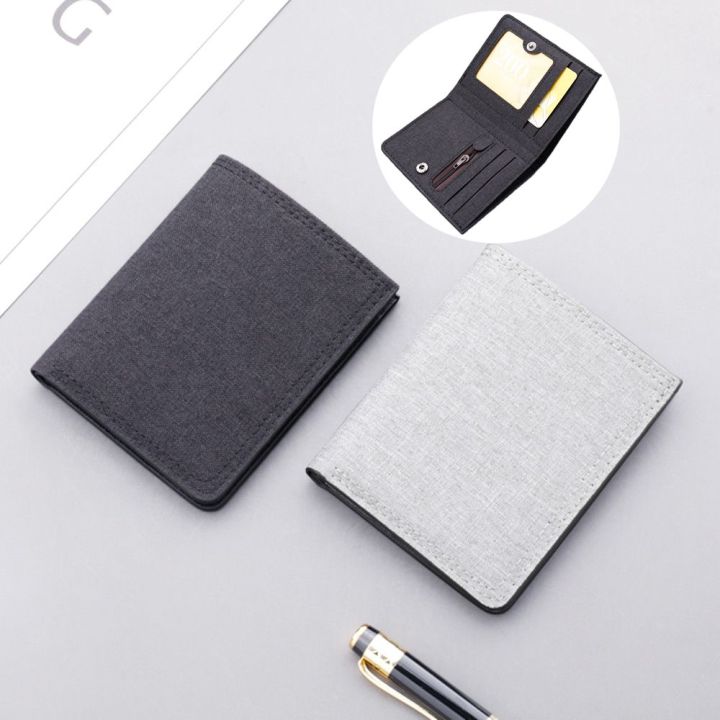 8jia8hao-simple-canvas-fashion-card-holder-mini-coin-purse-multi-functional-men-short-wallet
