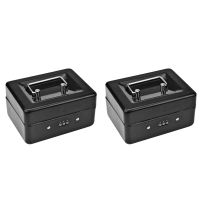 3X Durable Metal Coin Box with Locking Storage Tray - Small Coin Box with Combination Lock 15 x 12 x 7.7cm (Black)