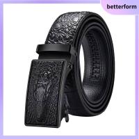 BETTERFORM แฟชั่นสำหรับผู้หญิง ชายผู้ ลำลองแบบสบายๆ เข็มขัดรัดเอวอัตโนมัติ สายคาดเอวลายจระเข้ เข็มขัดหนังแท้ เข็มขัดสำหรับธุรกิจ