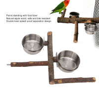 Bird Cage Feeder Set Parrot Stand Feeding Bowl Stainless Steel Bowl for Parrots