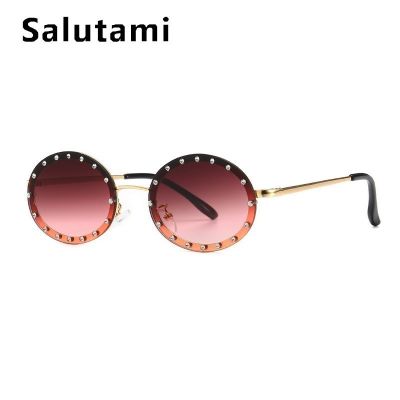 Alloy Rimless Oval Frame Crystal Sunglasses For Women Black Small Rhinestone Sun Glasses Female Chic Sexy Eyewear Ins How Shades