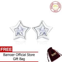 BAMOER จัดส่งฟรีตุลาคม925เงินสเตอร์ลิงประกาย Star Cubic Zircon ขนาดเล็กต่างหูตุ้มหูแฟชั่นสำหรับผู้หญิงต่างหูเครื่องประดับ SCE437