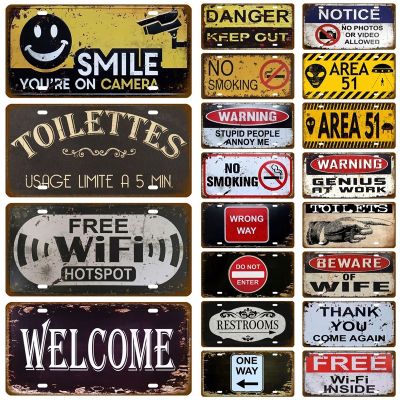 【YF】♨  Toile Smile WIFI License Plate Store Wall Restrooms Tin Sign Road Guide Metal Painting Plaques Poster
