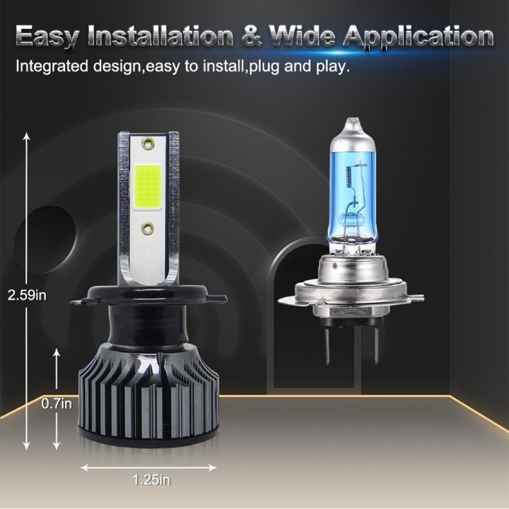 ไฟหน้ารถไฟรถ-led-6000lm-8000k-9v-36v-h3-ip68คุณภาพสูง2ชิ้น