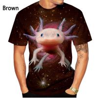 2023ใหม่แฟชั่นสัตว์ Axolotl 3D พิมพ์เสื้อยืดผู้ชายผู้หญิงฤดูร้อนลำลองชายแขนสั้นบุคลิกภาพเสื้อ Tops